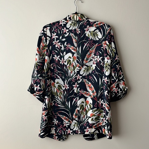 Zara Tropical Floral Print 3/4 sleeve Blazer size Small - Picture 7 of 12